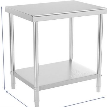 Royal Catering Arbeitstisch Edelstahltisch Edelstahl Arbeitstisch Zerlegetisch Gastro 80 x 60 cm