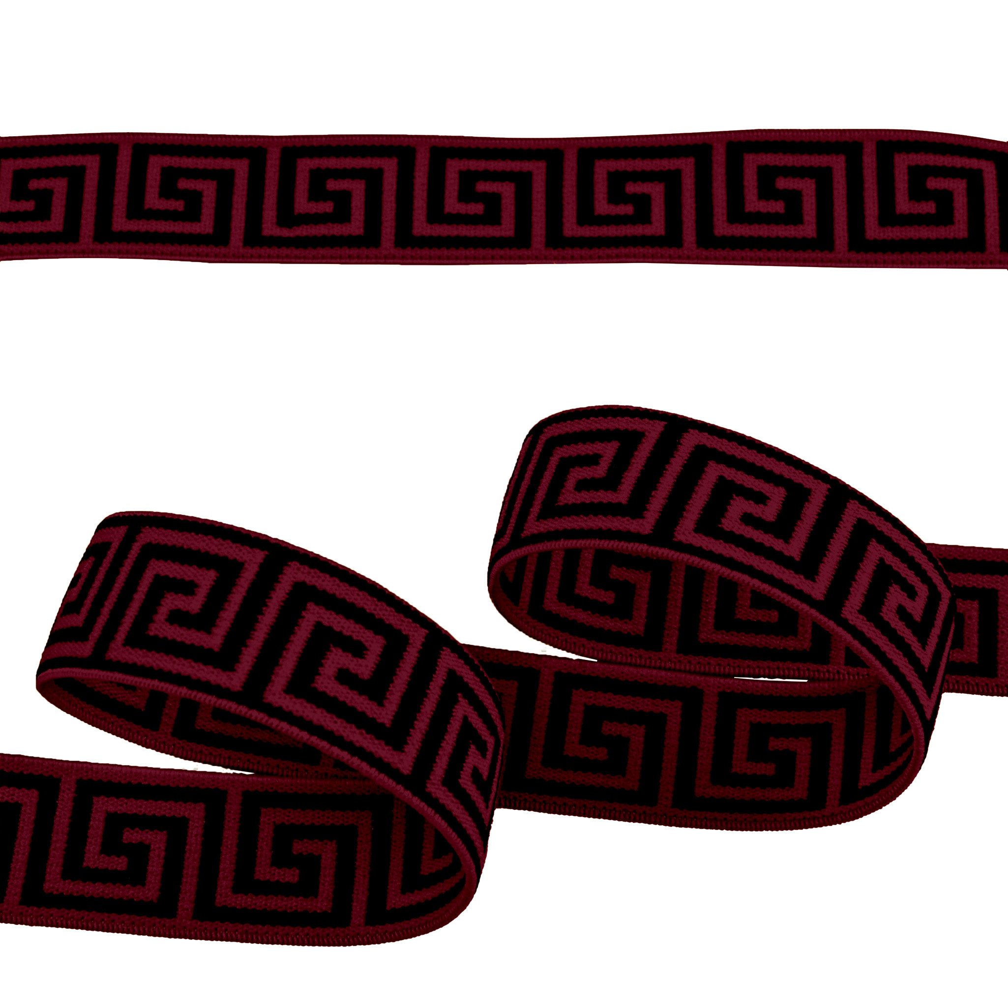 maDDma Gummiband Gummiband mit griechischen Muster ab 1mx25mm Gummilitze Elastisch, bordeaux