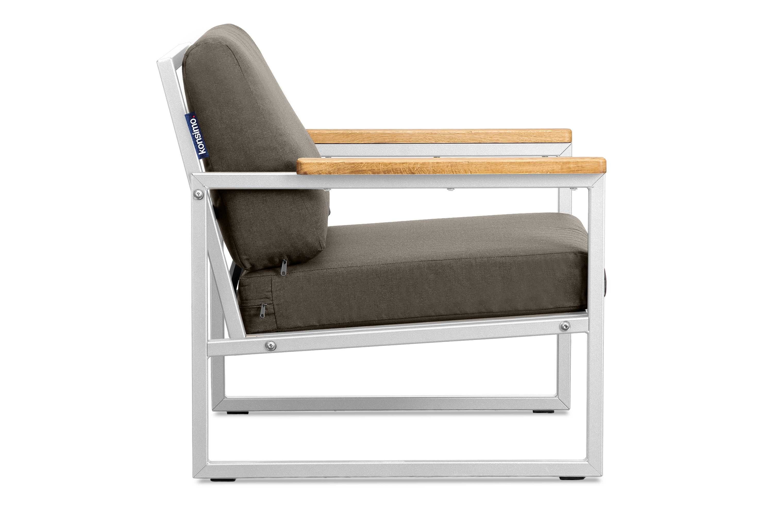 Made (1x Gartensessel schmutz- aus in Konsimo Handläufe Sessel), Eiche, und weiß/beige Gartensessel Europe UV-Beständigkeit, wasserabweisend, TRIBO geölter