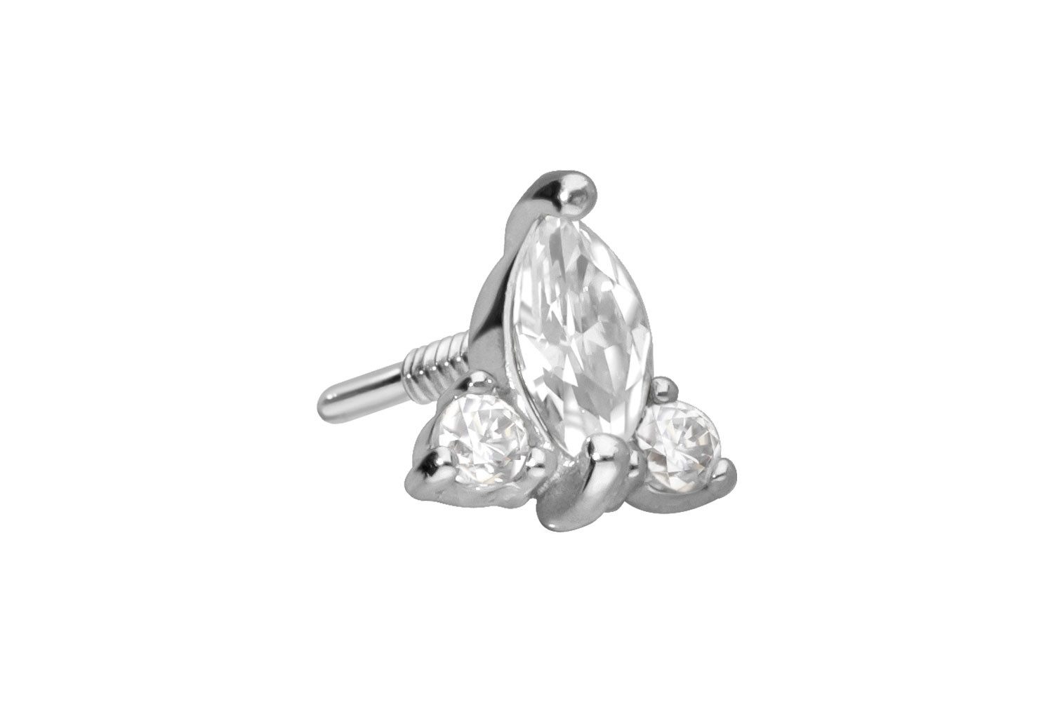 Piercing-Set 14 Karat Gold Schraubaufsatz mit Außengewinde MOISSANIT-BLUME