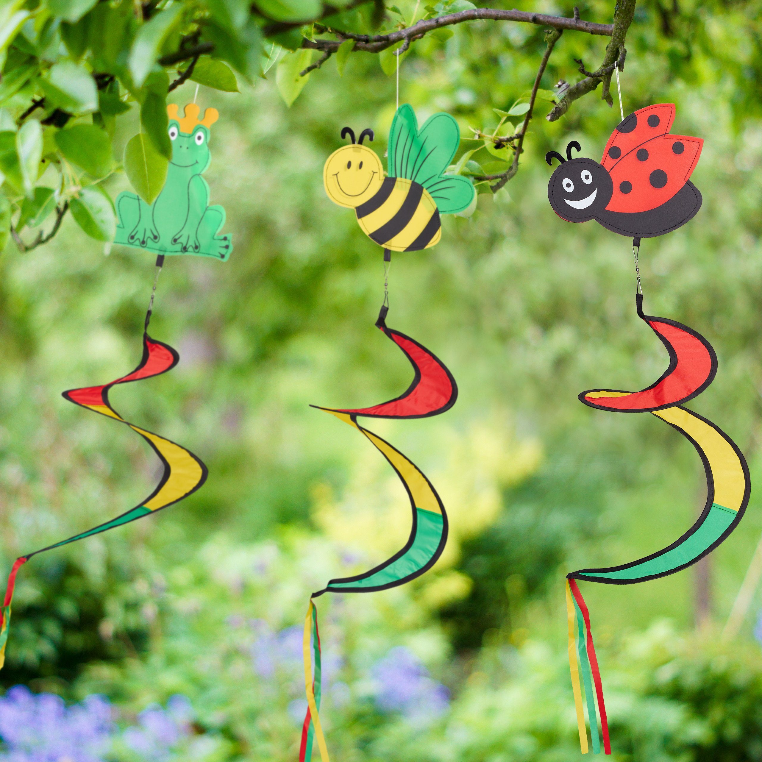 relaxdays Windspiel Spirale "Tiermotive" 3er Set