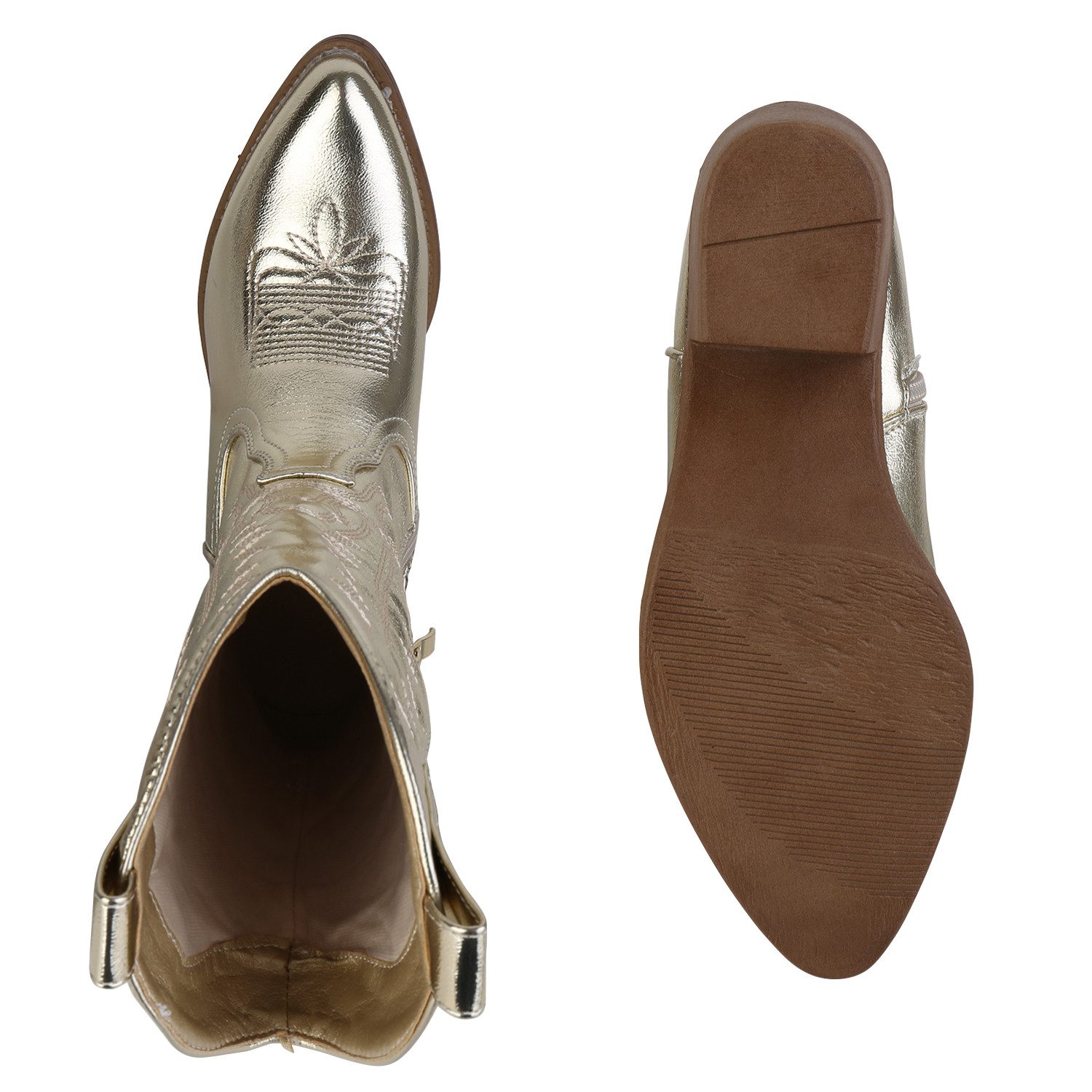 VAN HILL 839883 Cowboystiefel Damen Stiefel Cowboystiefel Stickereien Boots Spitze