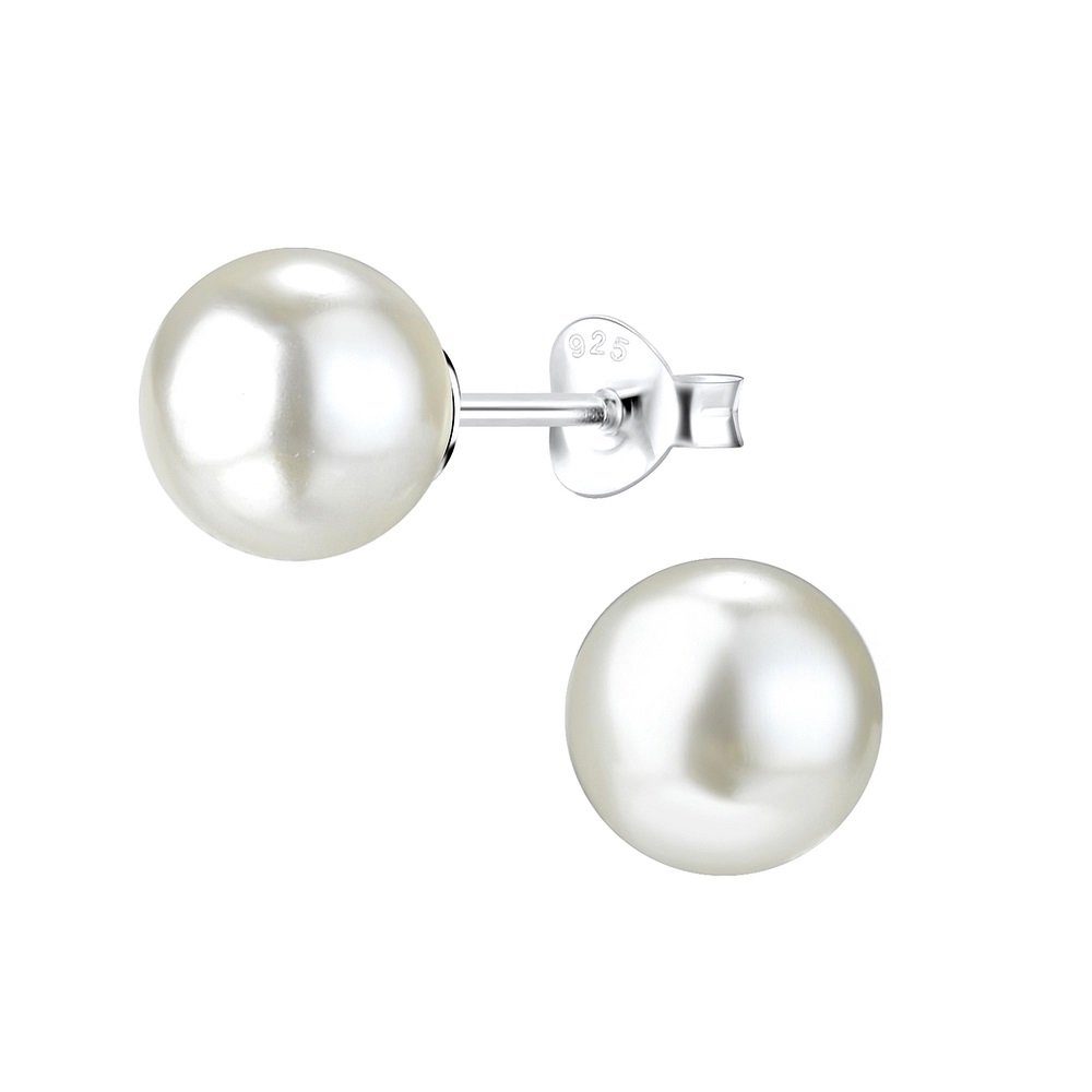 Paar Ohrstecker PERLE classic 8 mm I weiß, 2-tlg.