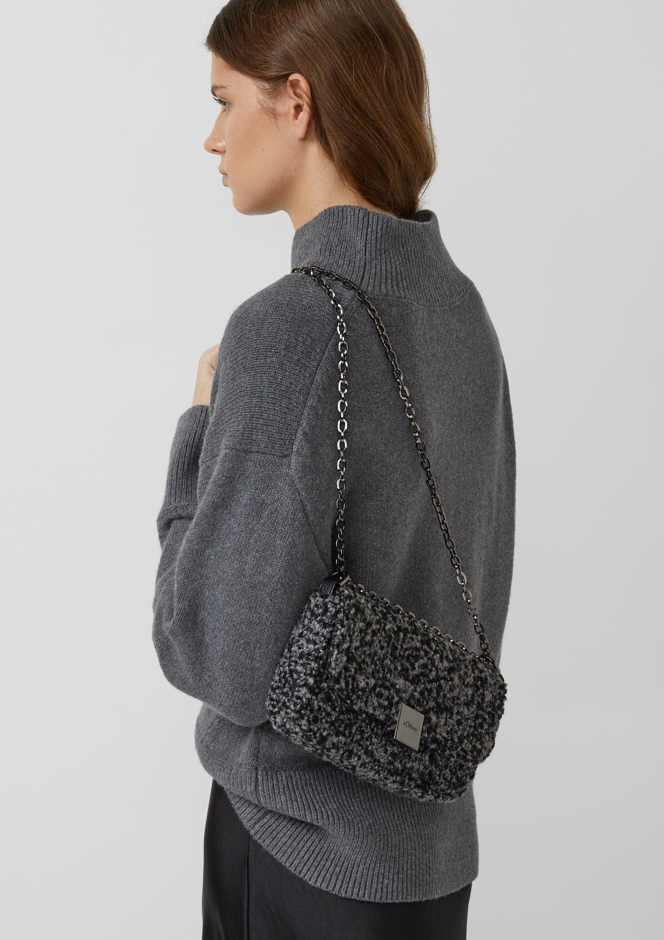 s.Oliver Handtasche Tasche, Clutch mit Schulterkette in Bouclé-Oberfläche