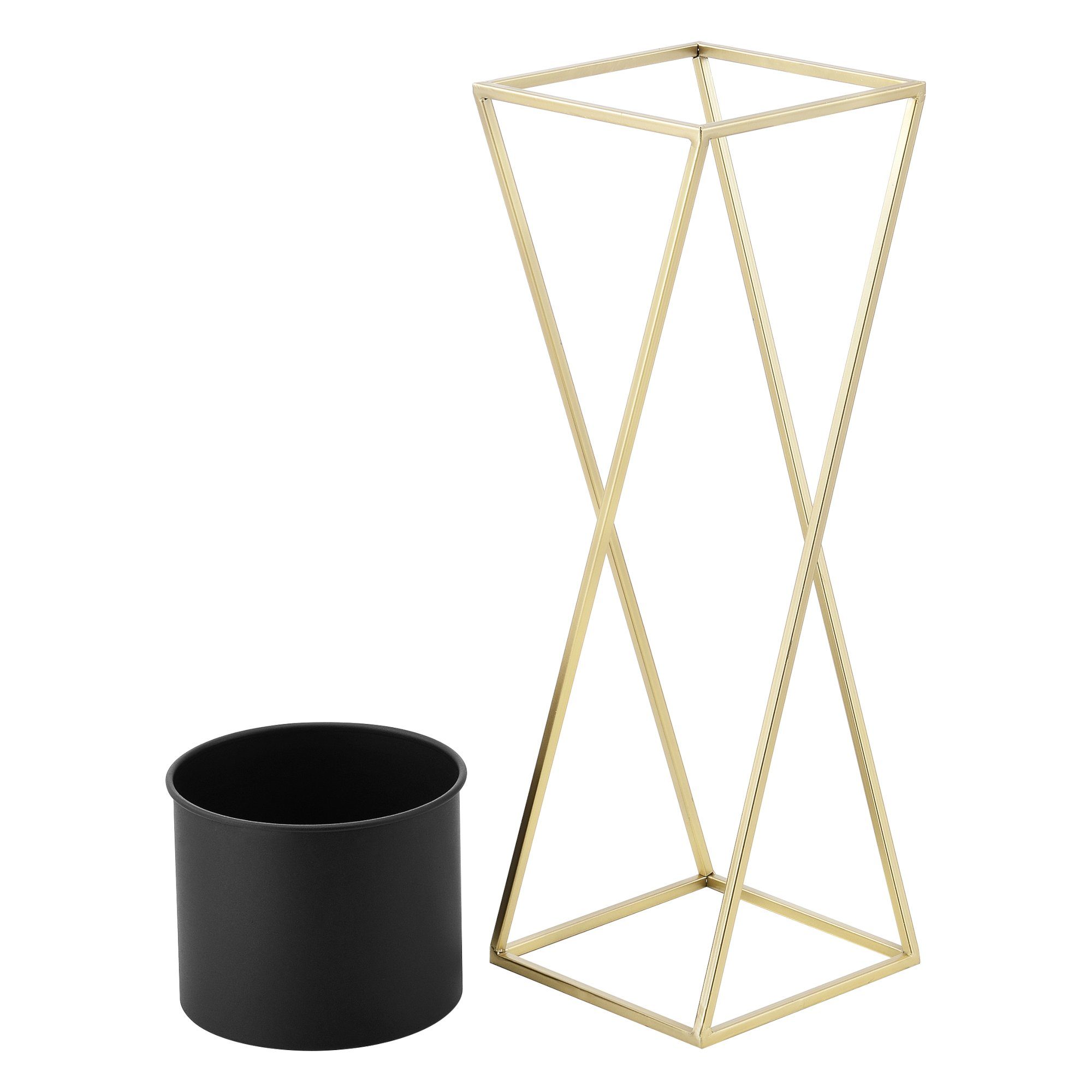 en.casa Flower Stand (Set of 2), »Mons« Flower Pot Plant Stand Plant Pot Metal Gold/Black