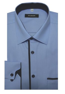 Huber Hemden Langarmhemd HU-0449 Kontraststoff, Regular Fit-bequemer Schnitt, Made in EU