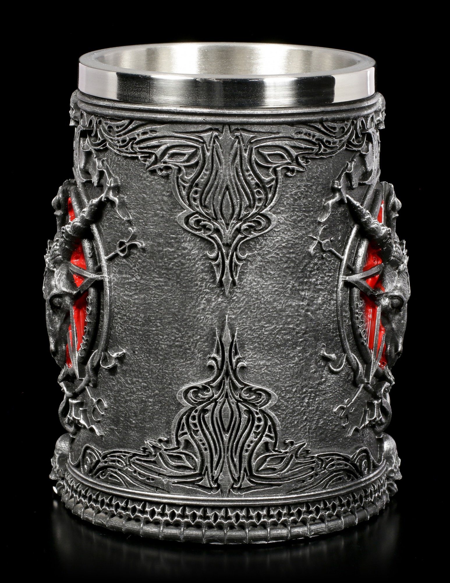 Figuren Shop GmbH Bierkrug Krug - Baphomet mit Pentagramm - Nemesis Now Gothic, Kunststein (Polyresin), Edelstahl
