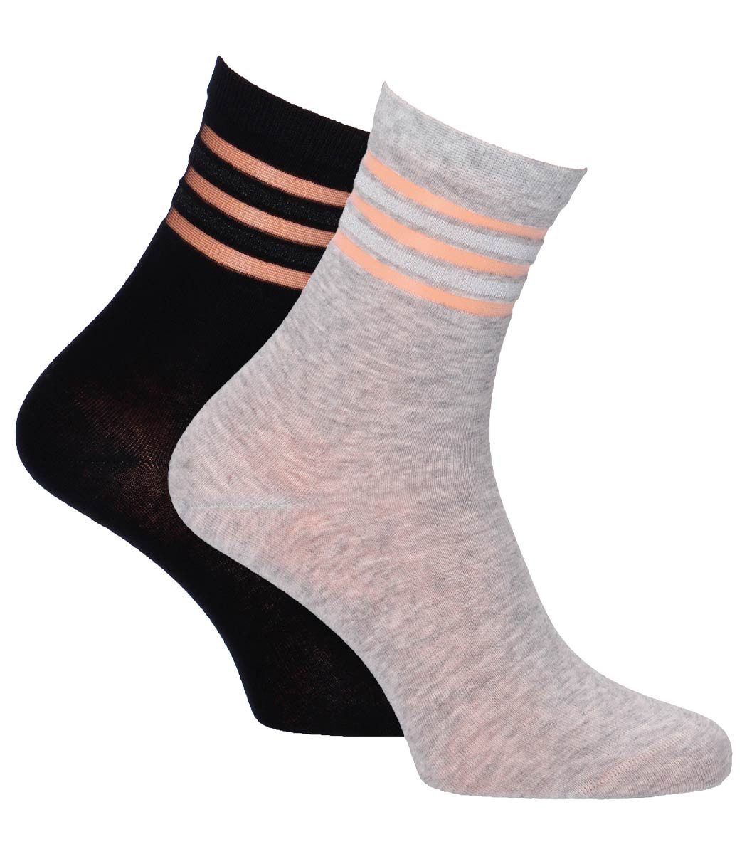 Tamaris Basicsocken mit transparenten Glitter-Stripe (Set, 2-Paar, 2 Paare) elegant