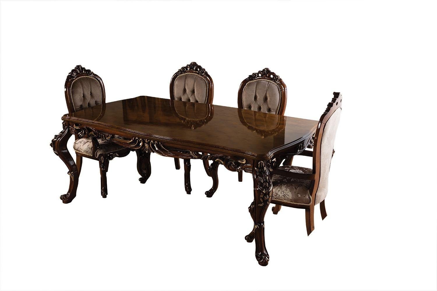 Möbel Essgruppe, Klassisches Stühlen mit Stil Rokoko Barock Tisch Esszimmer 4 JVmoebel
