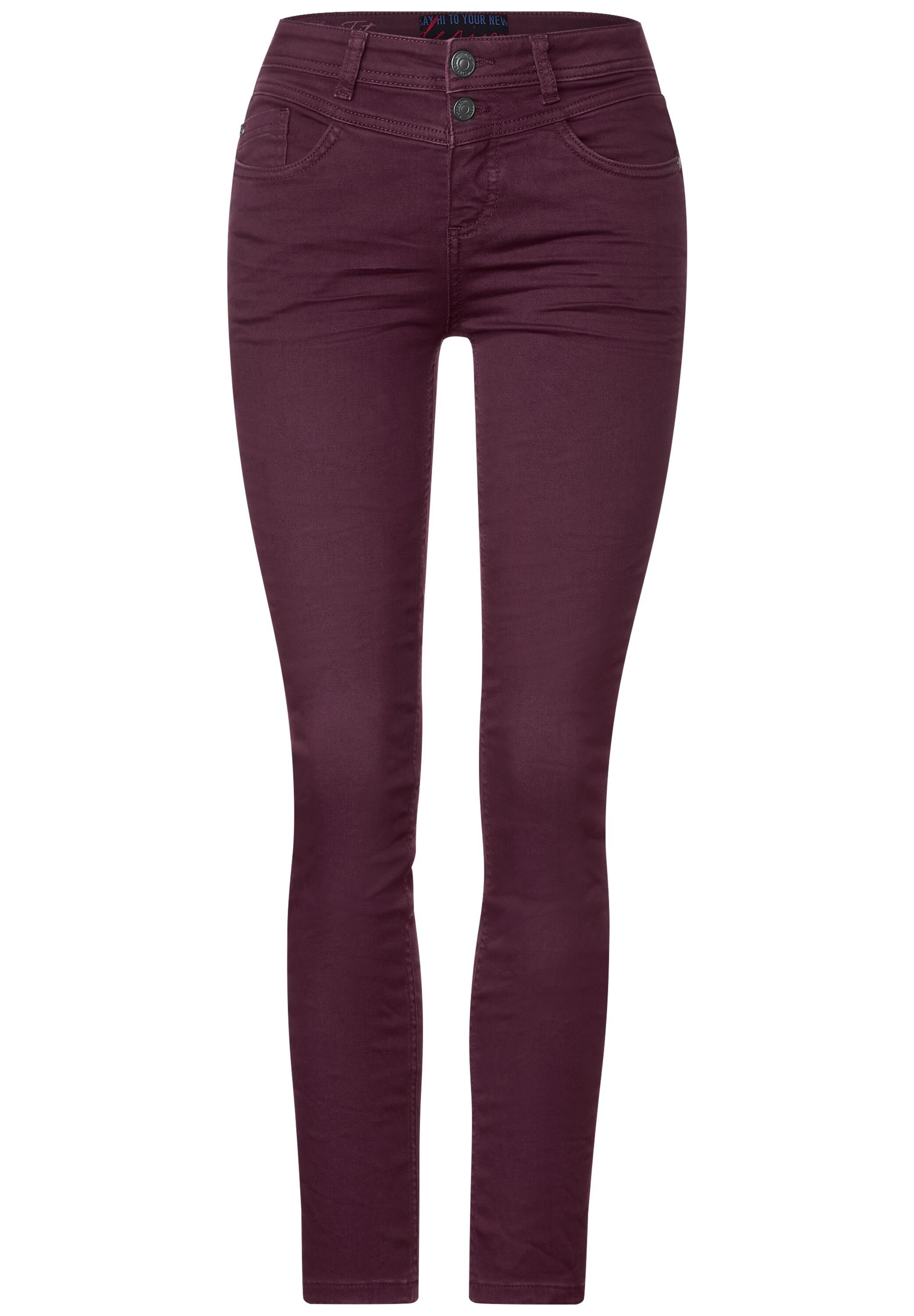 STREET ONE Slim-fit-Jeans High Waist plummy washed wine