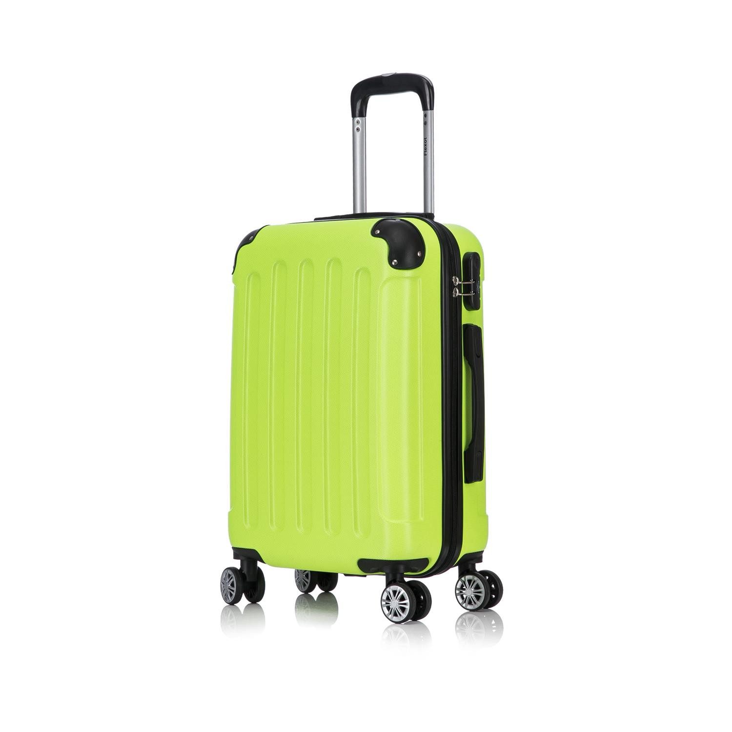 Flexot Hartschalen-Trolley F-2045 Kofferset, 360° Rollen, robuster Reisekoffer, Bordcase, 4 Rollen, Robuster und moderner Koffer mit vier 360° Rollen und Zahlenschloss