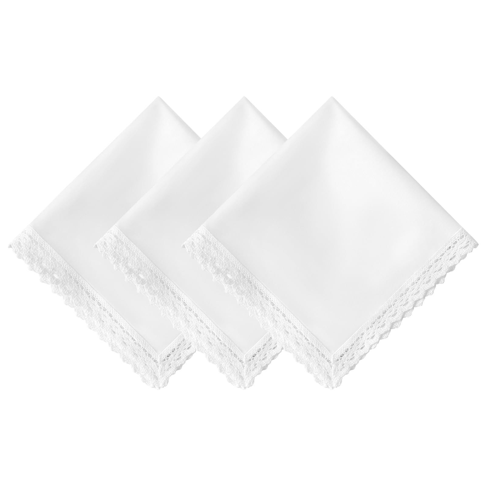 FOUORTUNATE-BEE Taschentuch Weiß Spitzen Taschentücher für Damen 28x28cm, (3-St)