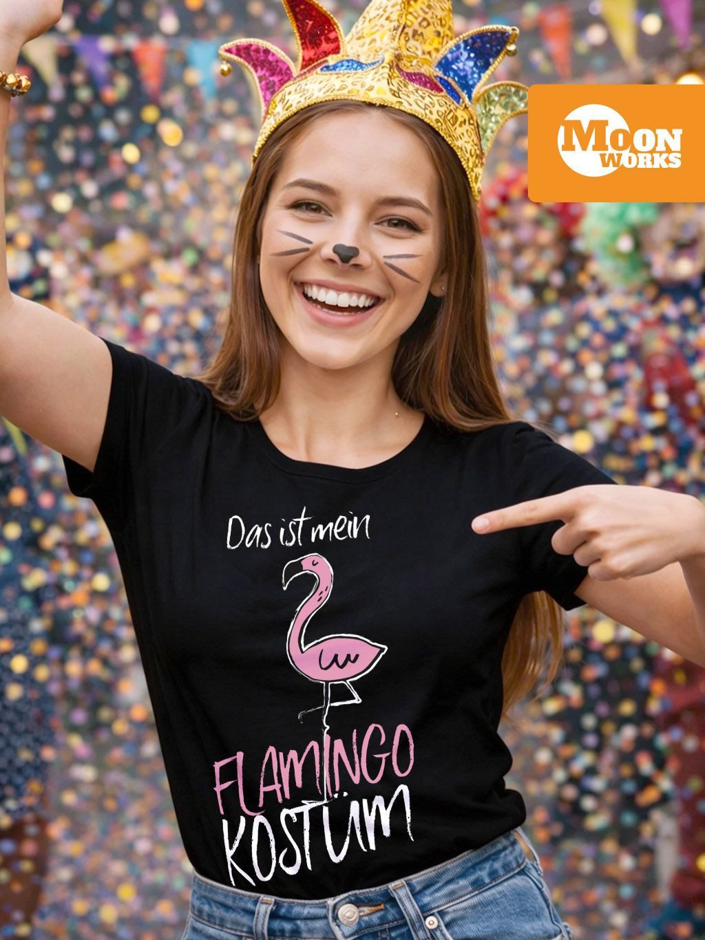 MoonWorks Print-Shirt Damen T-Shirt Fasching Das ist mein Flamingo Kostüm M günstig online kaufen
