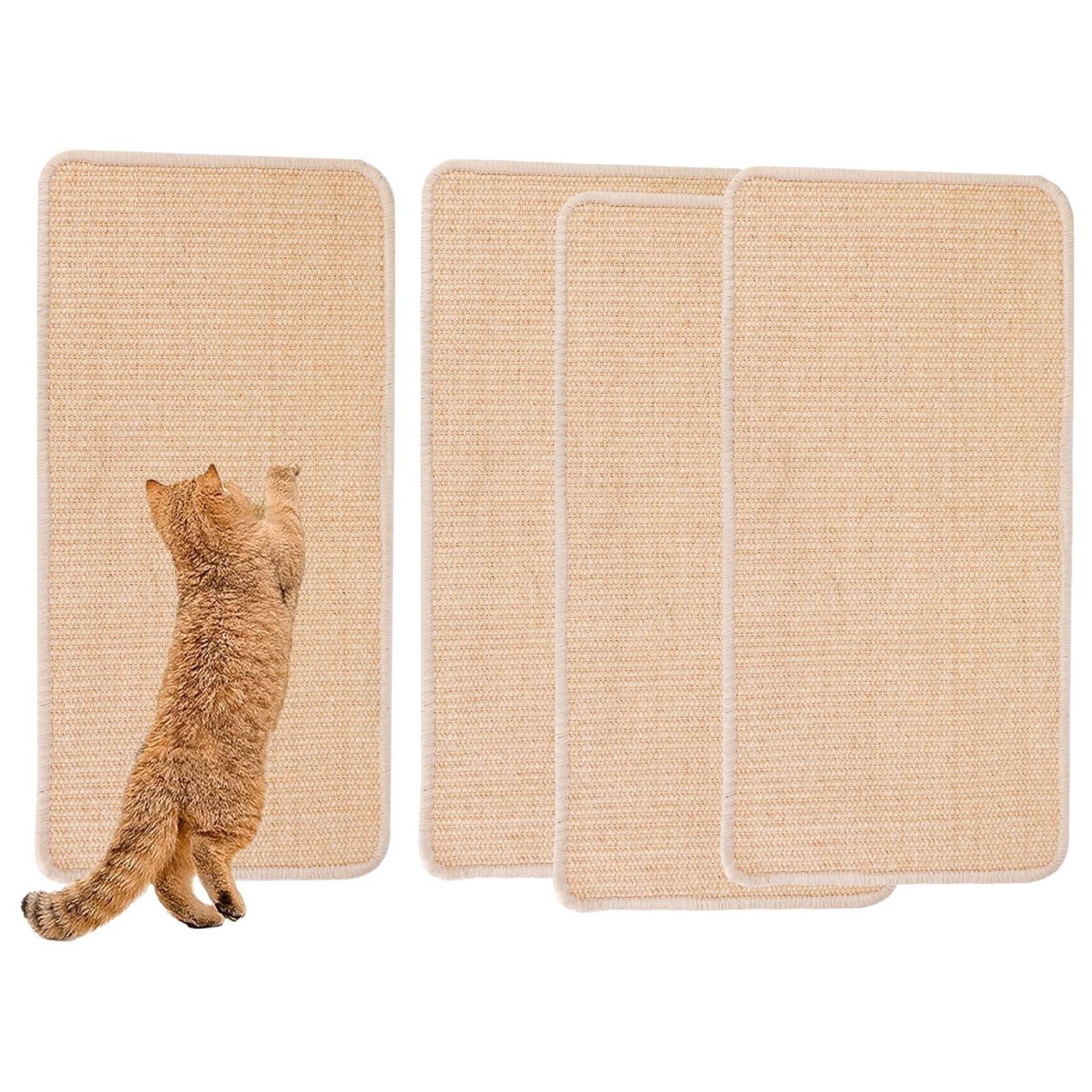 BlingBin Kratzmatte 2 Stück Kratzmatte Katze, 60x30cm Teppich Katzen Kratzteppich Sisal, (4er Set, 4-tlg., 4 Stück), Teppich Vorleger für Sofa Möbel Tür Kratzschutz, Katze Kratzschutzfür