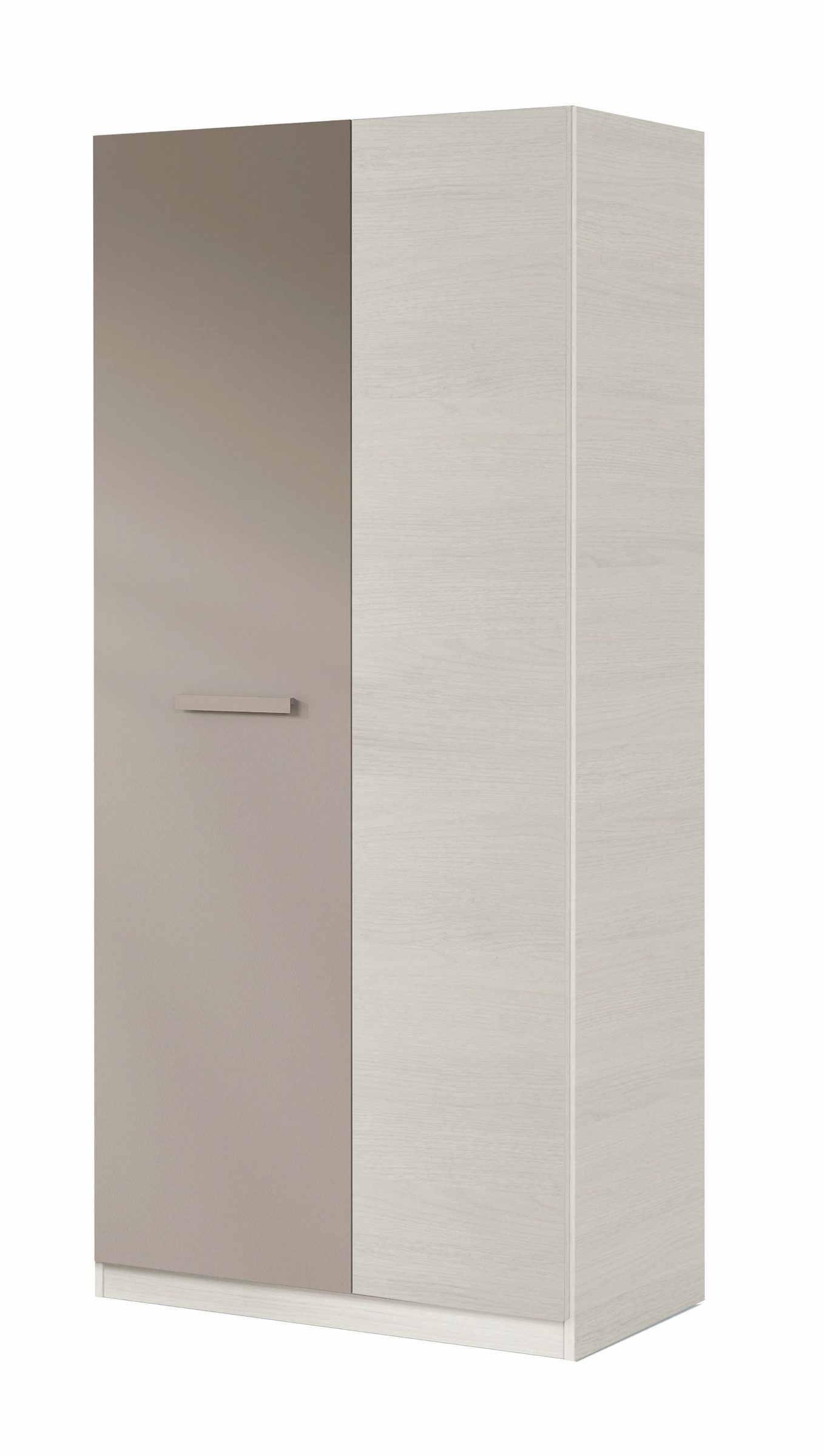 freiraum Kleiderschrank Ares Plus 2 Drehtüren und 3 Innenfächern, Weiß / Basalt – 90x200x52 cm (BxHxT)