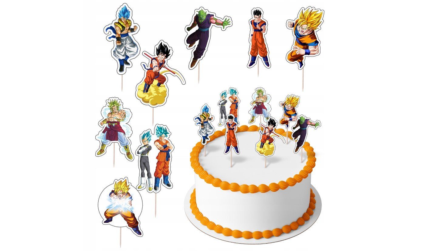Festivalartikel Tortenstecker DRAGON BALL Topper Set 8 Stk Geburstag Torten Deko Kuchen Junge