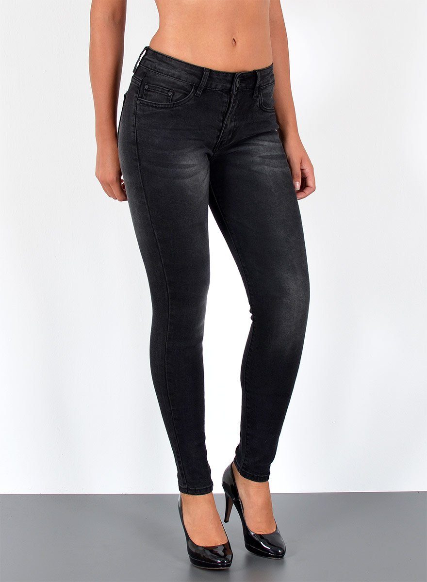 ESRA Skinny-fit-Jeans S800 Damen High Waist Skinny Jeans Hose, bis Übergröße Plussize Große Größe, Enge Damen Jeans-Hose hohe Leibhöhe mit Stretch, Enge Röhrenjeans Hoch Bund Taille Jeans