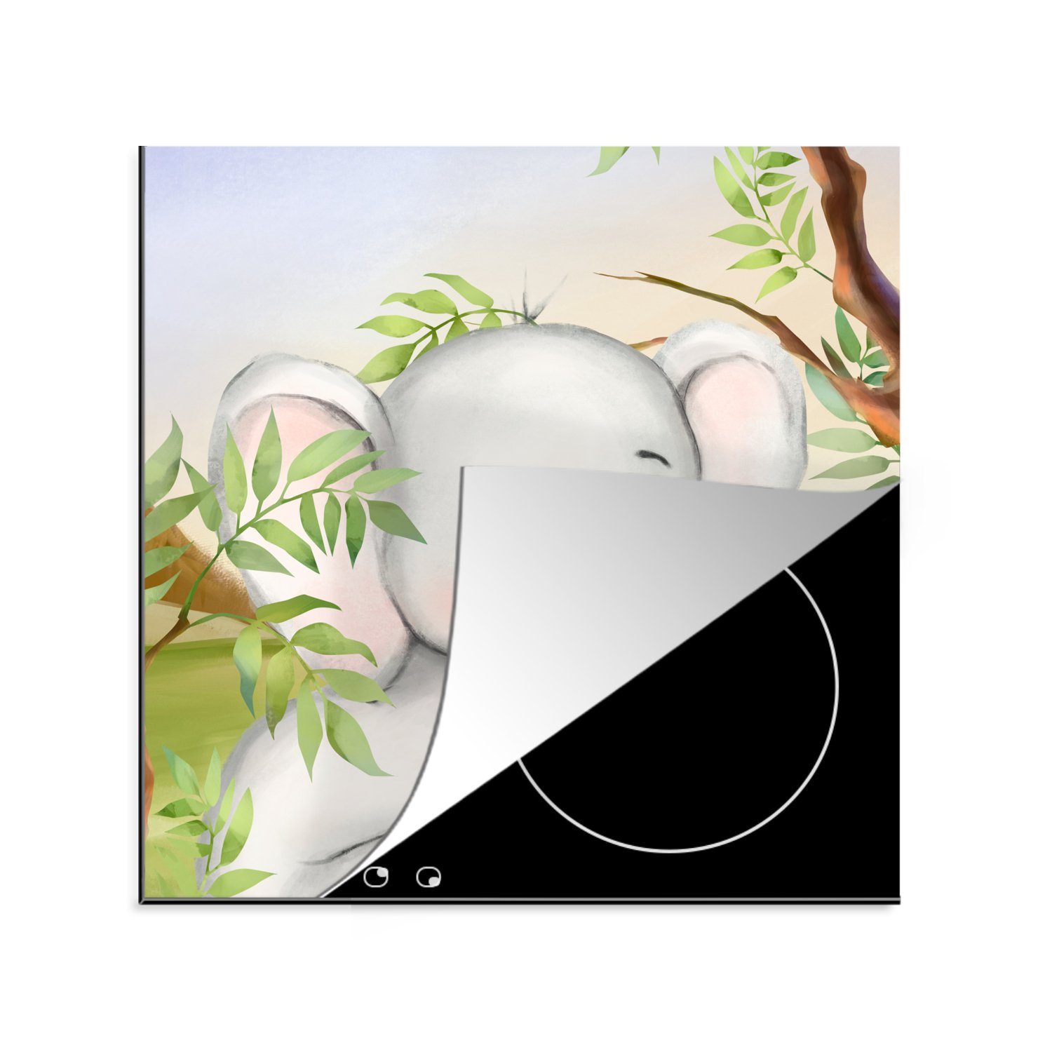 MuchoWow Herdblende-/Abdeckplatte Elefant - Dschungel für - Arbeitsplatte tlg), Blätter, Vinyl, cm, 78x78 (1 Ceranfeldabdeckung, küche