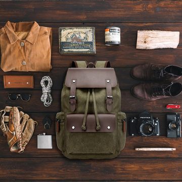 TAN.TOMI Rucksack Eleganter und lässiger Retro-Rucksack , mit Laptopfach, mit vielen Taschen sowie Laptop