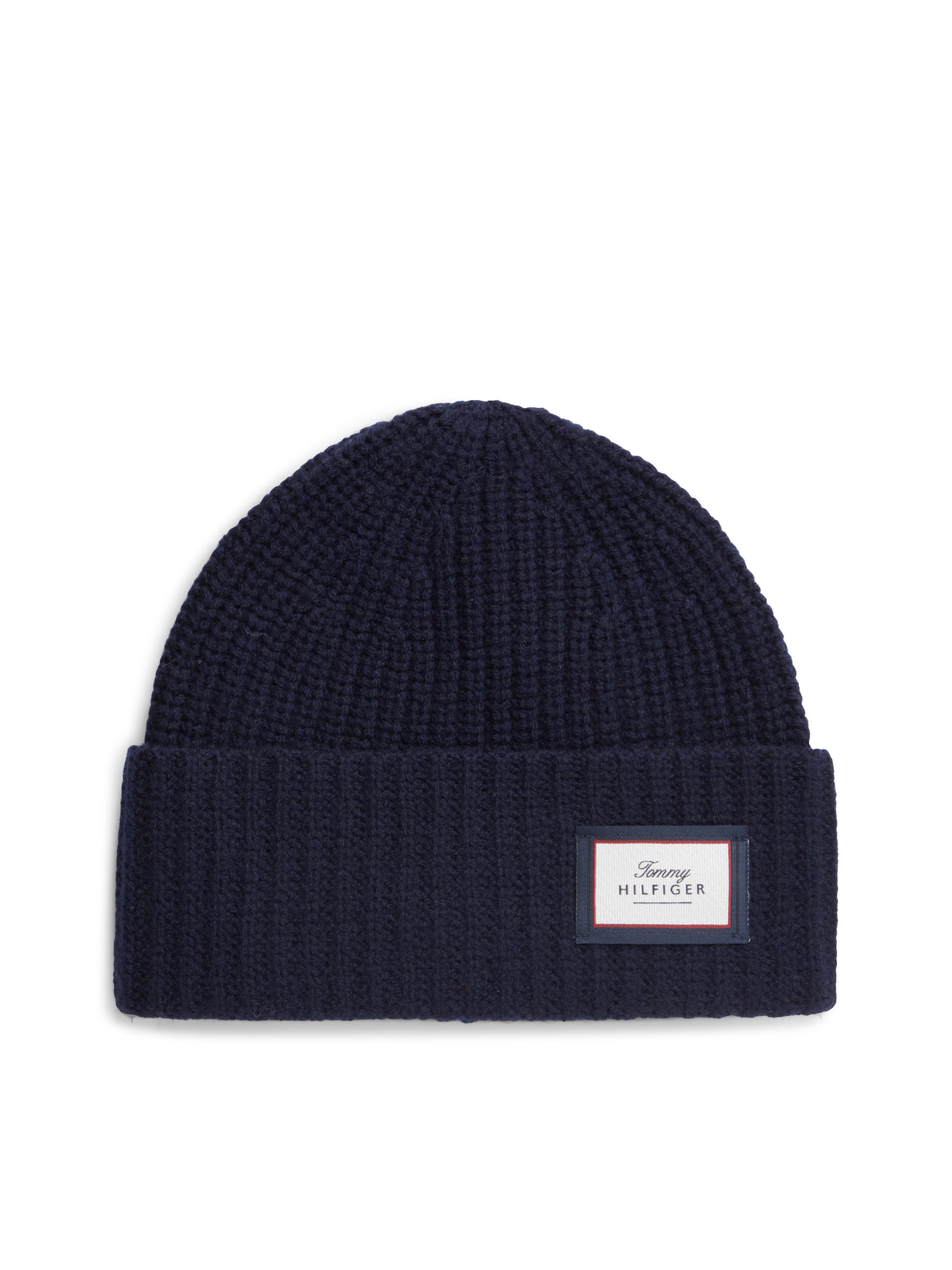 Tommy Hilfiger Beanie TH WOOL aus grobem Rippstrick in reiner Wolle