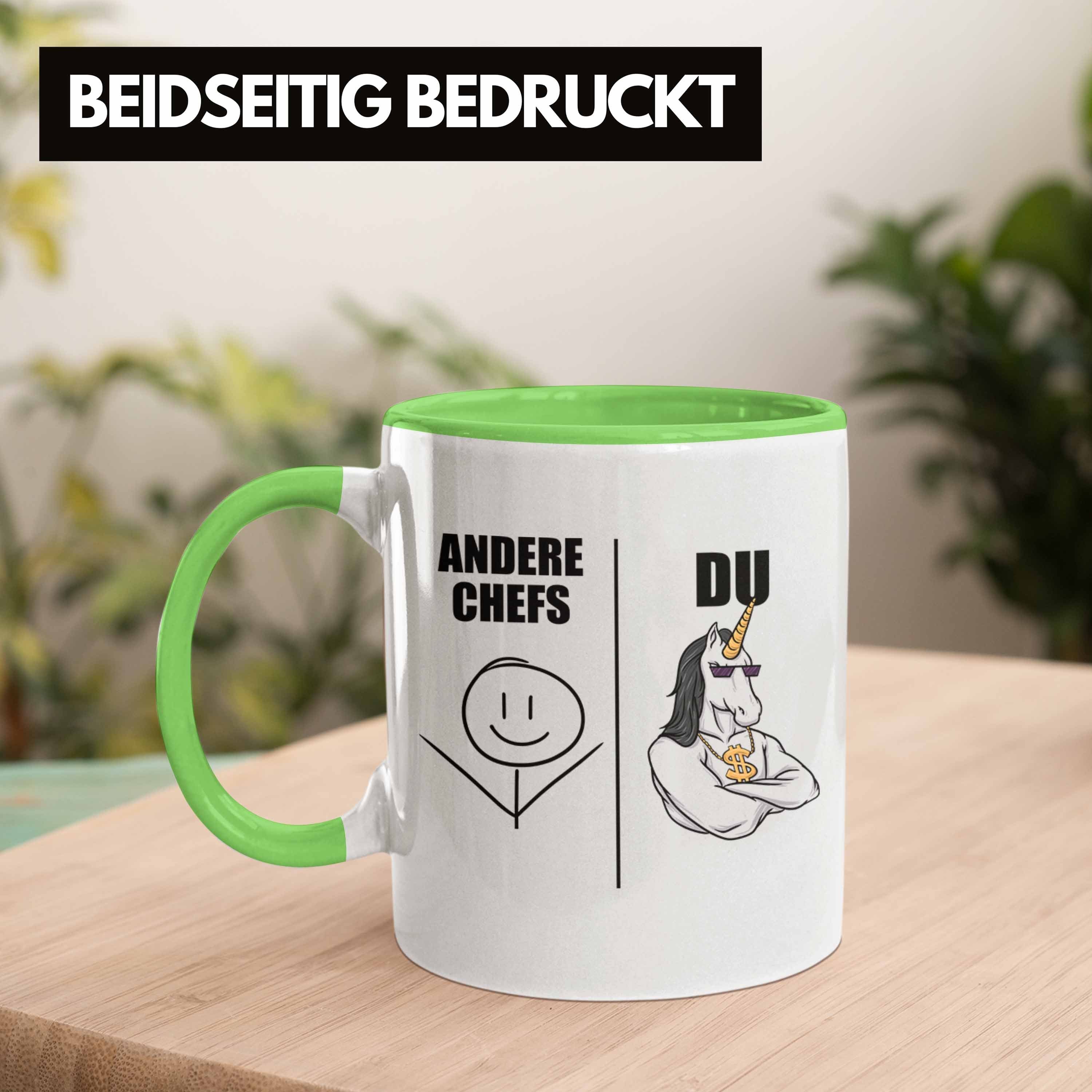 Trendation Tasse Trendation Spruch Kaffeebecher Weihnachtsgeschenk Tasse - Geschenke Grün mit Bester Lustig Chef Chef für