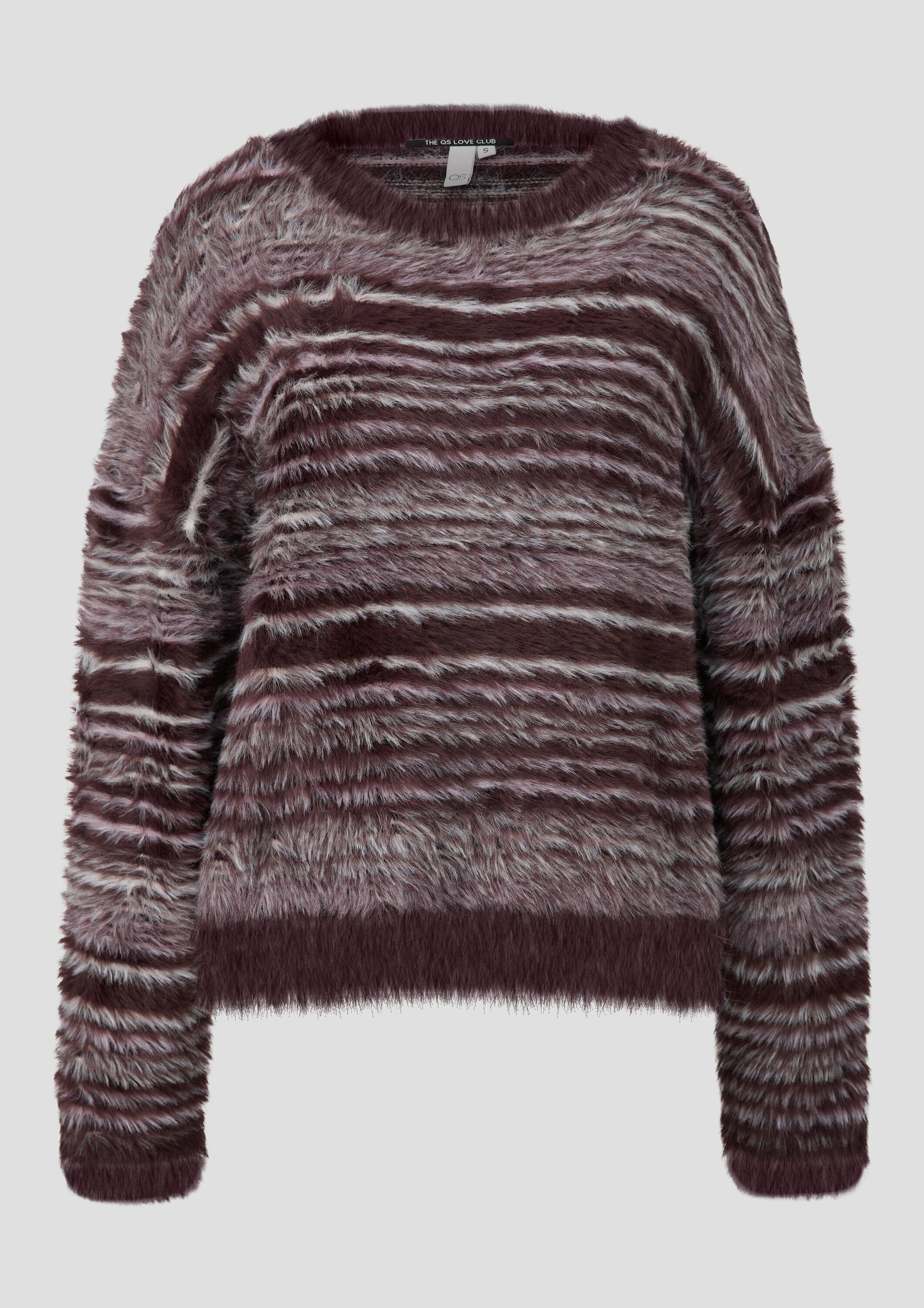 QS Longpullover Strickpullover Flauschiger Pullover