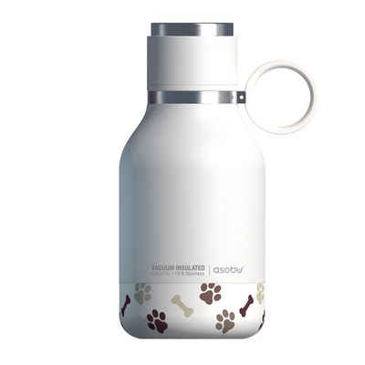 ASOBU Trinkflasche »Dog Bowl - Edelstahlflasche mit Hundenapf«, 1 Liter Weiß Hunde Haustier Napf Henkelgriff