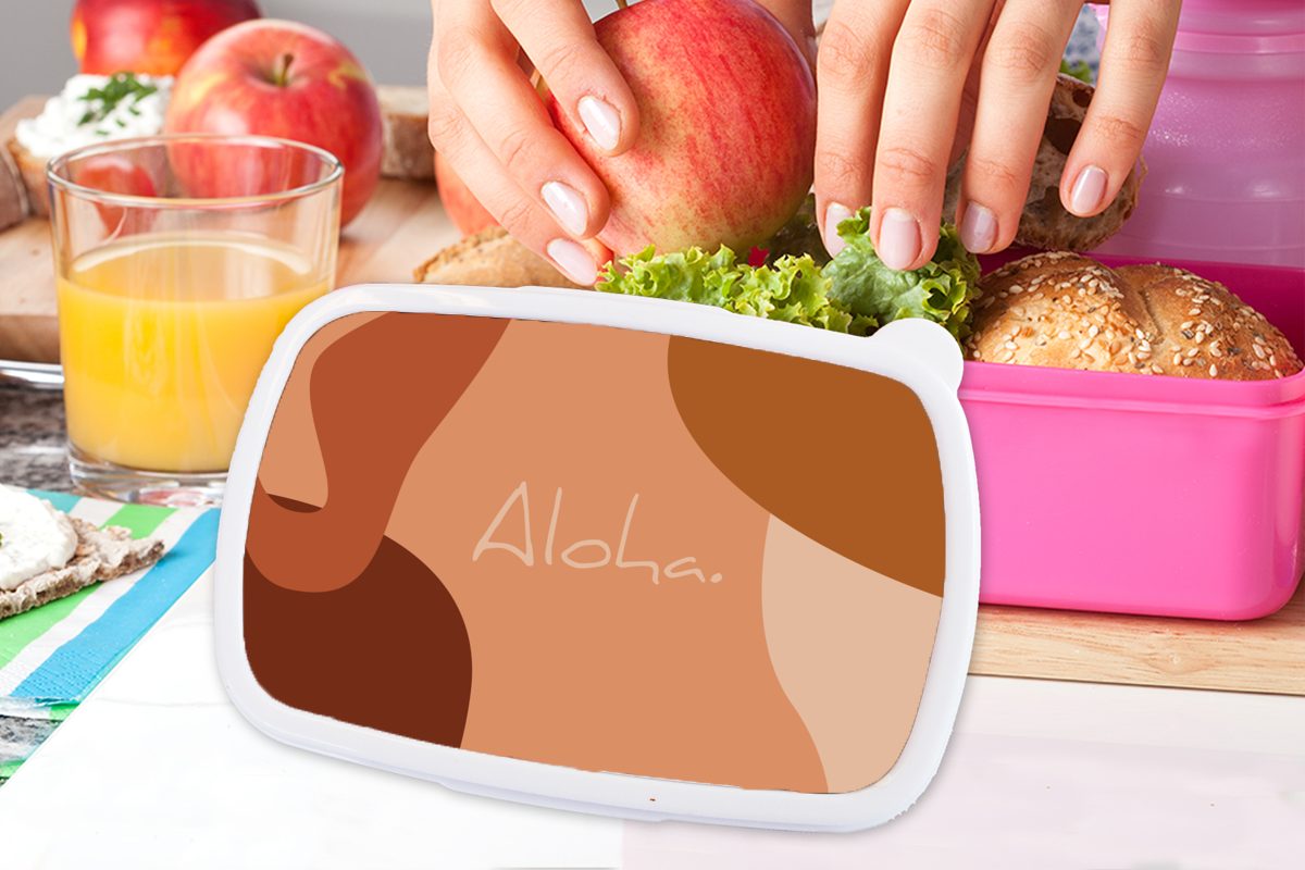 - Kunststoff Kunststoff, Kinder, Brotdose Brotbox Mädchen, Snackbox, Lunchbox - Erwachsene, Hawaii, (2-tlg), für rosa Zitat Sommer MuchoWow
