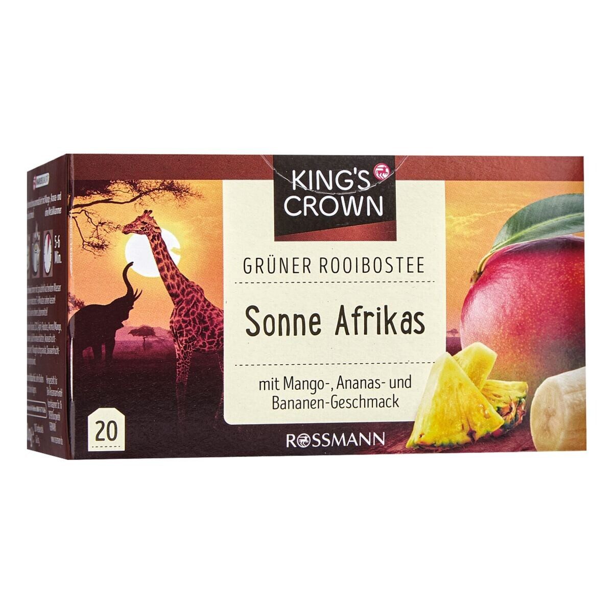 KING'S CROWN Tee Sonne Afrikas, 20 Teebeutel, Grüner Rooibostee