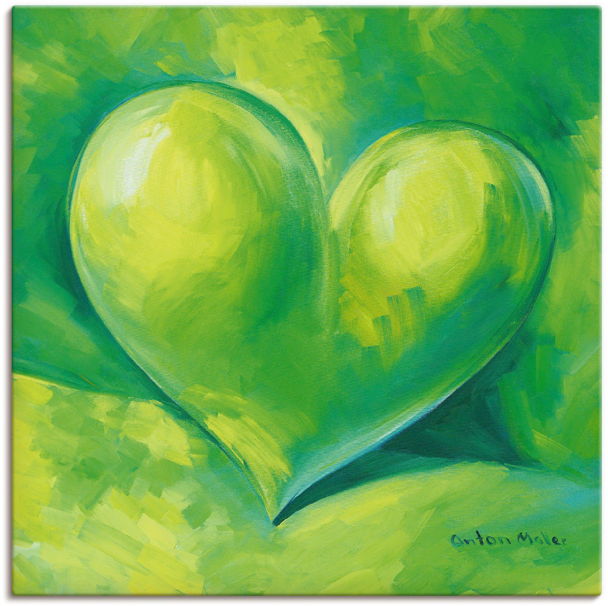 Herz, als versch. Wandaufkleber Leinwandbild, St), Alubild, Poster in Wandbild Grünes Größen (1 oder Artland Herzen