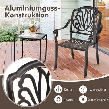 KOMFOTTEU Gartenstuhl Balkonstuhl (2er Set), aus Aluminiumguss bis 165kg belastbar