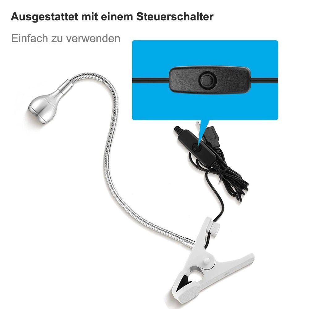 Rosnek LED Klemmtischleuchte LED-Leselicht, Clip-on Schreibtischlampe, günstig online kaufen