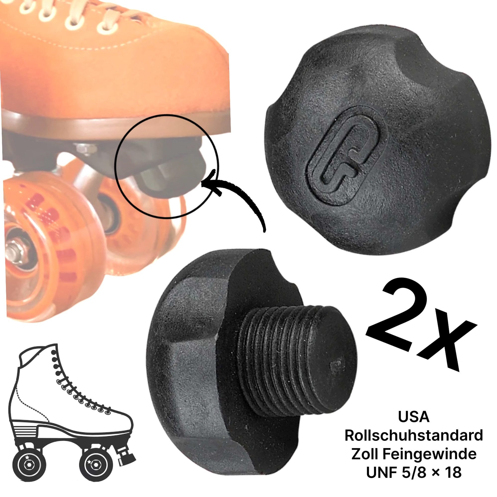 PowerDyne Rollschuhe Powerdyne Rollschuh Figure Jam Plug Tanz-Stopper 5/8” Schwarz (1 Paar)