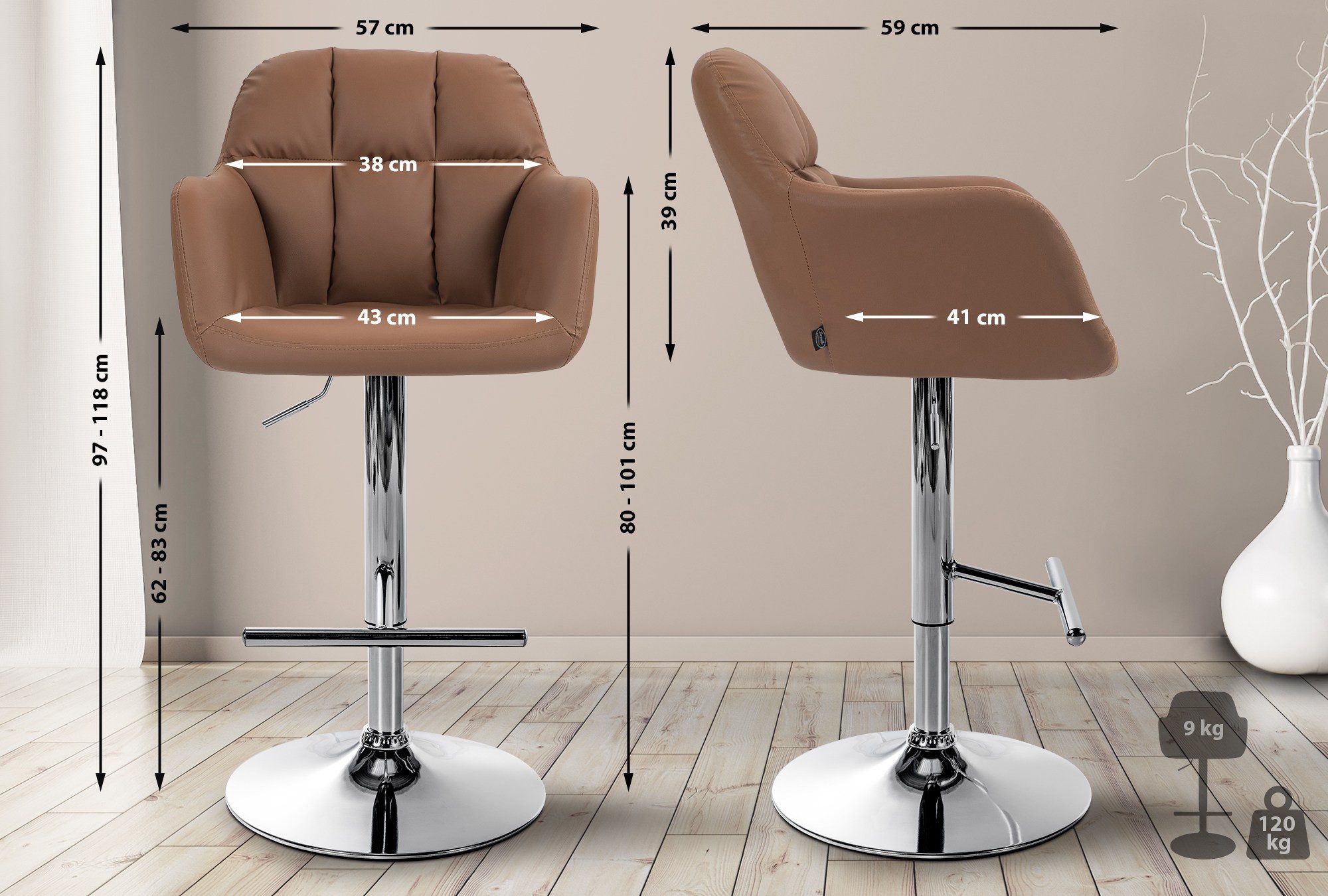 CLP Barhocker Natoma Kunstleder, mit Fußstütze höhenverstellbar günstig online kaufen