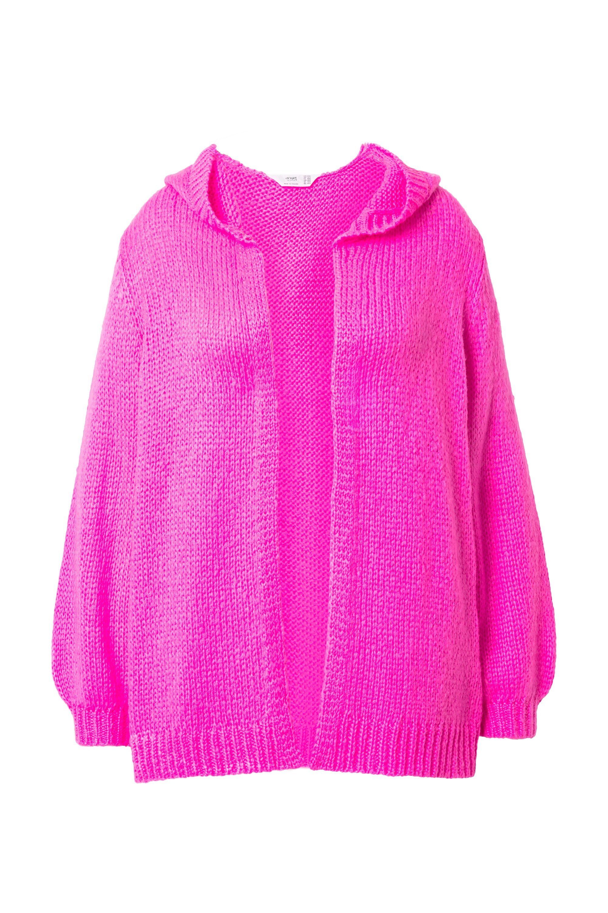 Strickjacke Kapuzen-Strickjacke Straight Fit Ballon-Langarm