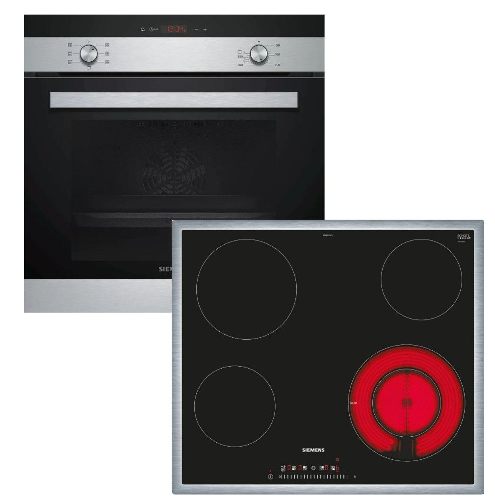 SIEMENS Backofen-Set Backofen 3D-Heißluft Schnellaufheizung + Elektrokochfeld Booster Touch, mit Nein