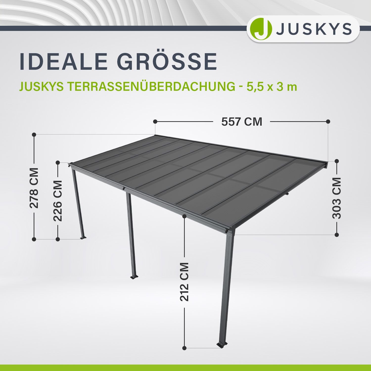 Juskys Terrassendach Borneo, 5,5x3 m, Regen- günstig online kaufen