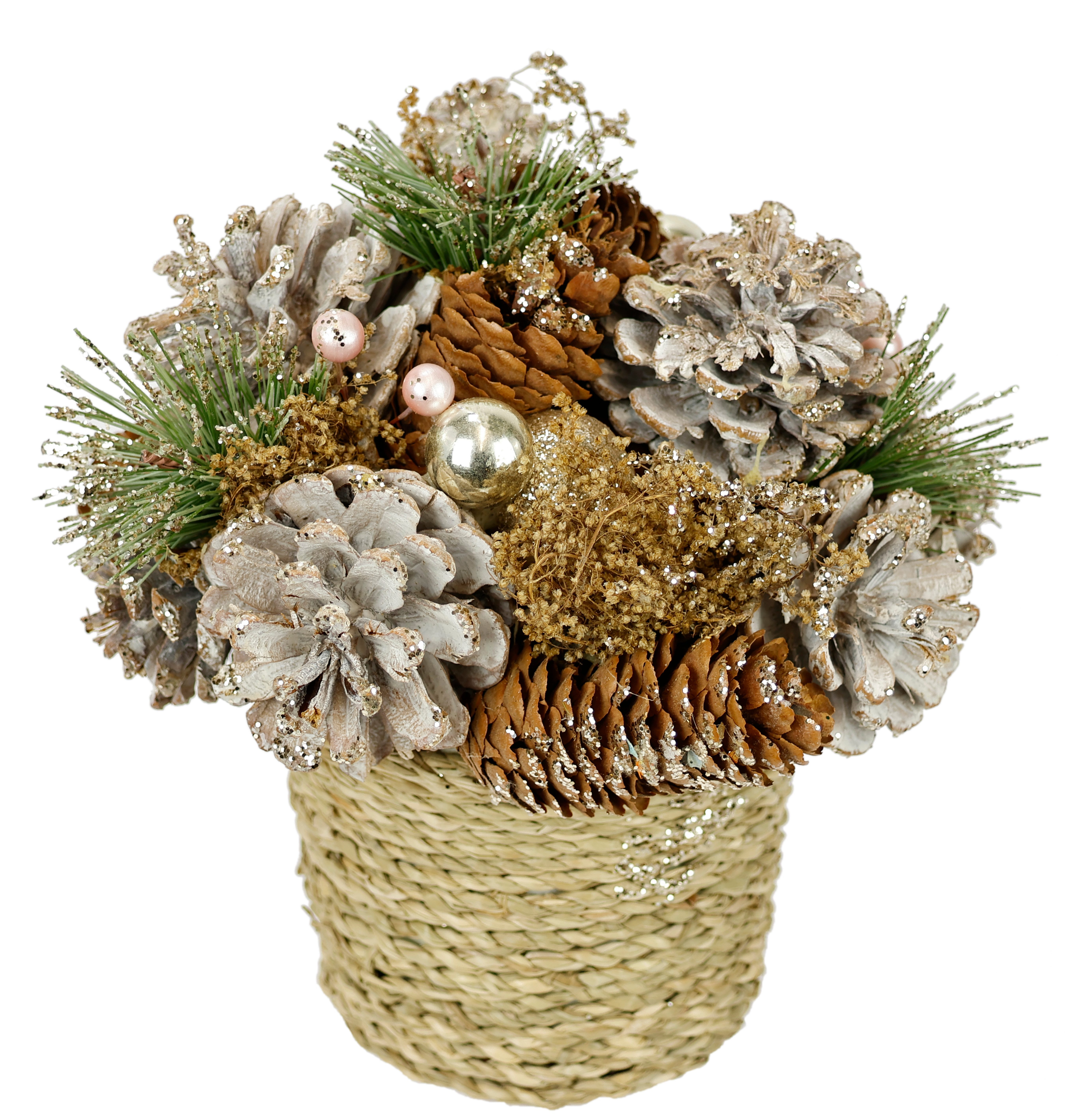 Kunstpflanze Natur-Gesteck Zapfen, I.GE.A., Höhe 18 cm, Im Topf mit Christb günstig online kaufen