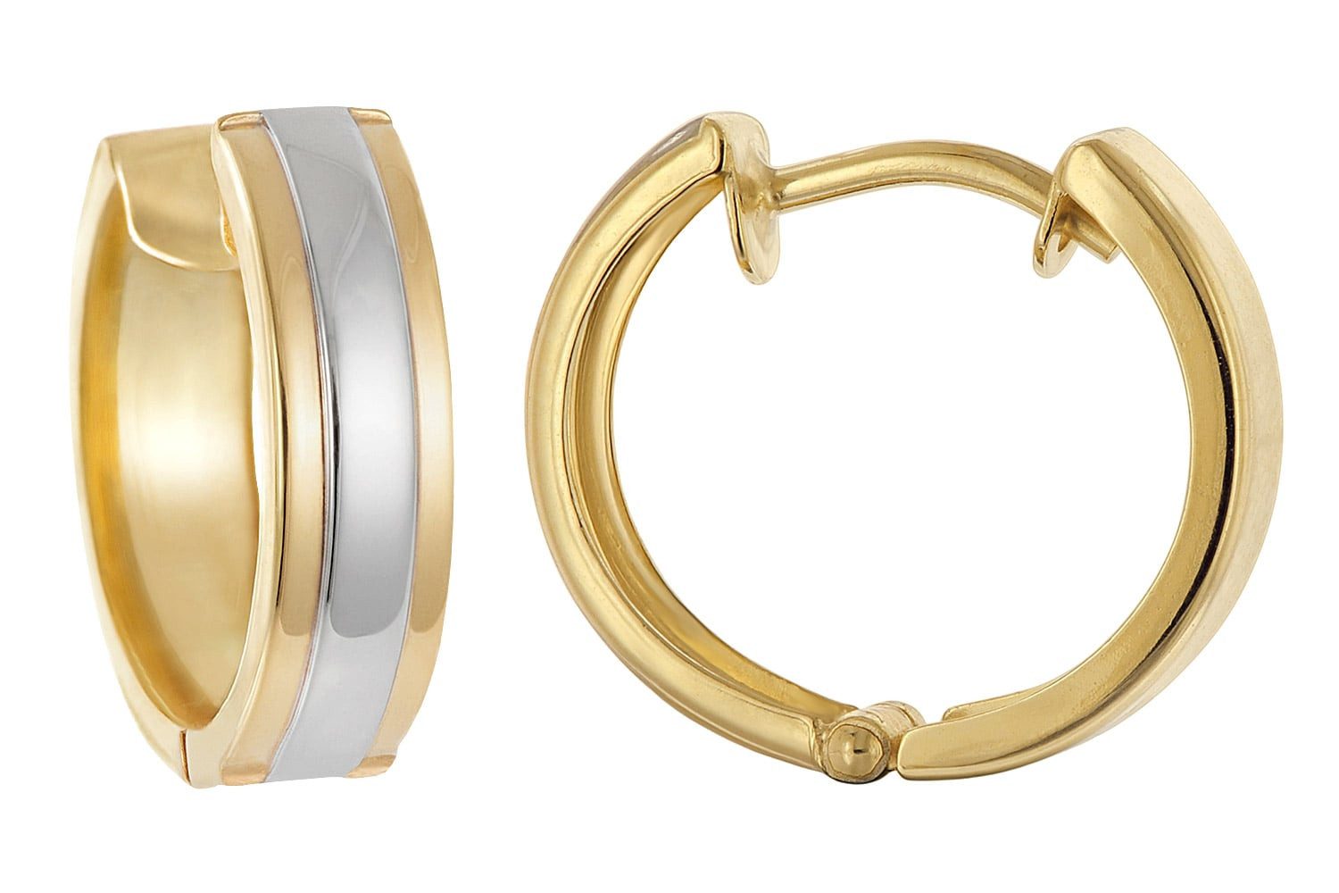 trendor Paar Creolen 21752, für Damen Klapp 333 Gold (8 Kt) Bicolor ⌀ 15 mm
