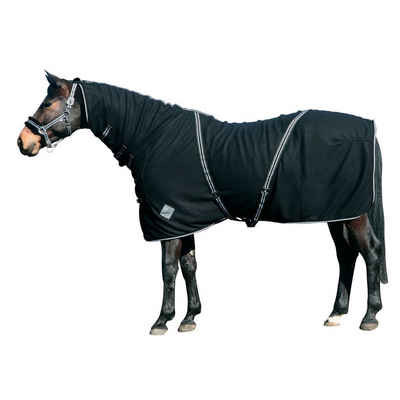CATAGO Pferde-Abschwitzdecke Fleecedecke mit Halsteil - schwarz