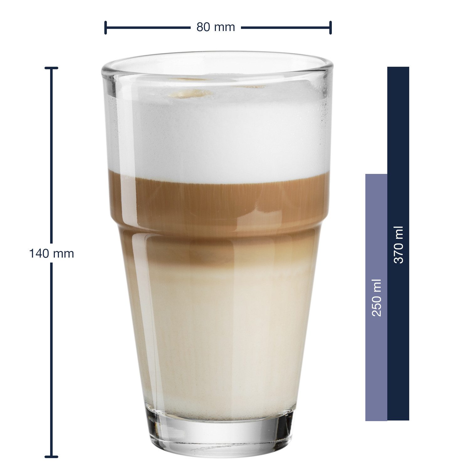 LEONARDO Latte-Macchiato-Glas, Kalk-Natron Glas, Spülmaschinenfest
