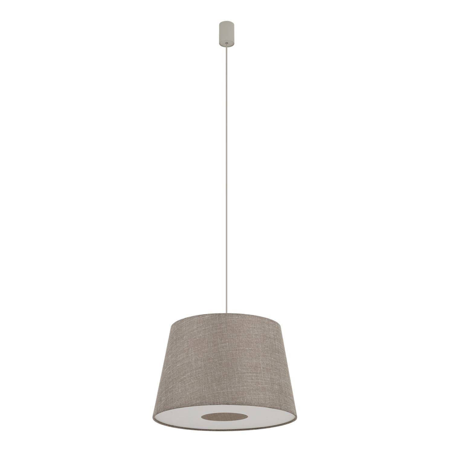 Licht-Erlebnisse Pendelleuchte LARANOL, ohne Leuchtmittel, Stoff Metall H: max. 130 cm D: 46 cm rund Beige Seidengrau E27 Modern