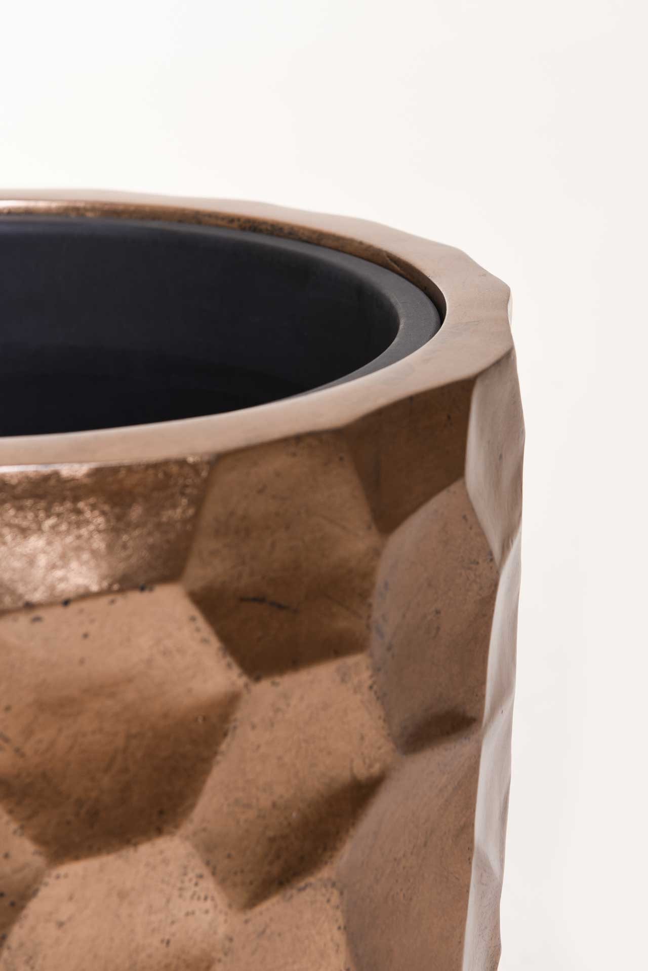 VIVANNO Bodenvase Fiberglas AMOLAR Säule - Satinbronze Mit Muster (1 St), 41x41x75 cm