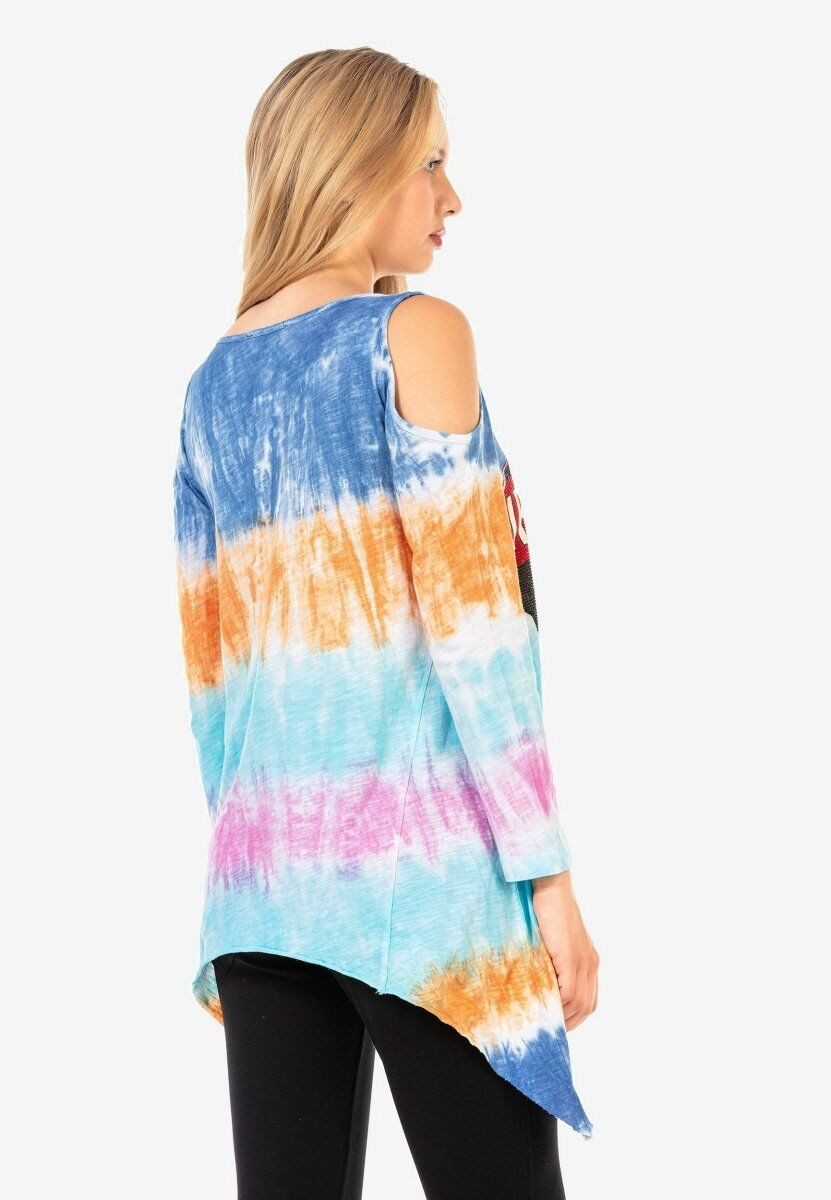 Cipo & Baxx T-Shirt LONG SLEEVE T-SHIRT zusätzlich mit kleinen, glitzernden Steinchen besetzt