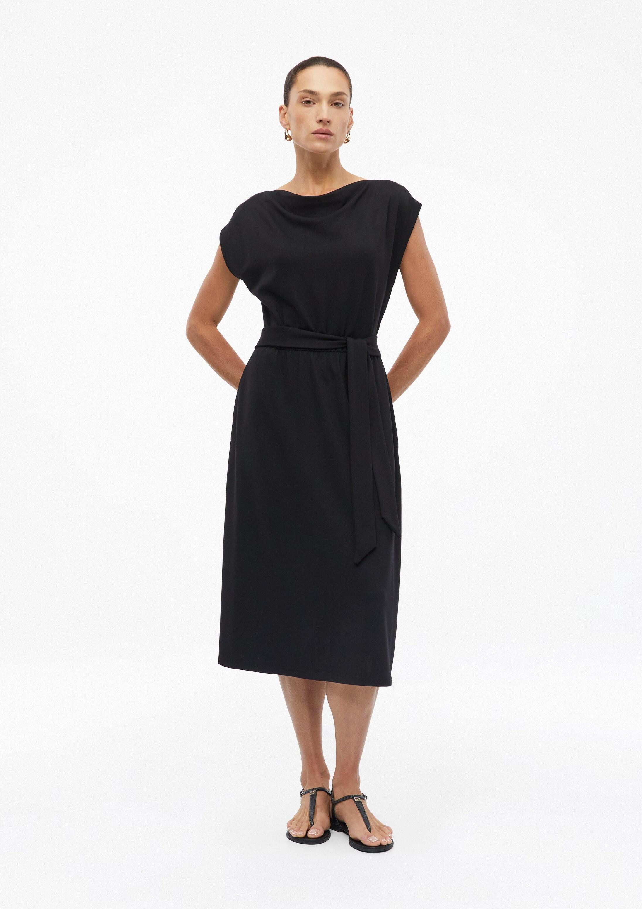 s.Oliver Minikleid Kleid Kurzes Kleid mit Wasserfall-Ausschnitt und Bindegürtel