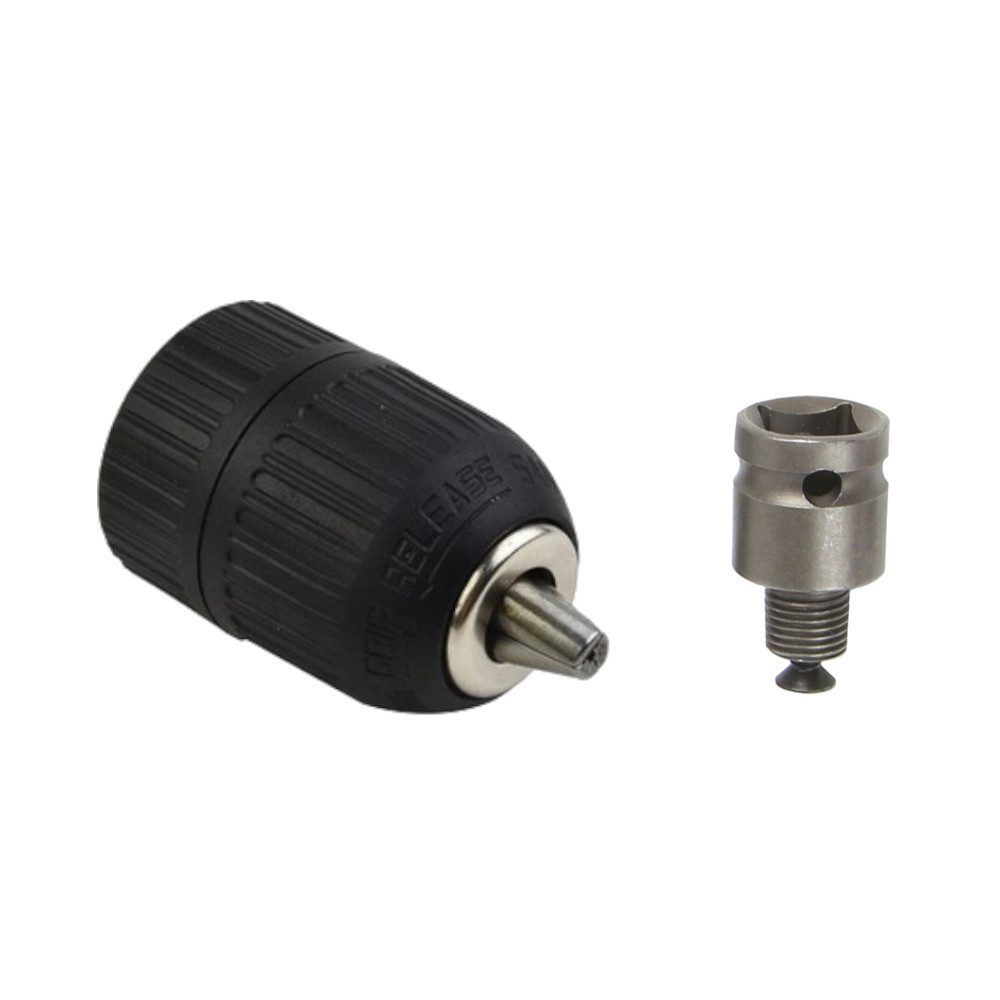 Trade-Shop Bohrfutter + Vierkant-Adapter 1/2" x 20 UNF für Bohrmaschinen, Bohrschrauber, Spannweite bis 13.00 mm, inkl. Schraube / zum Umbau von Schlagschrauber in Bohrmaschine