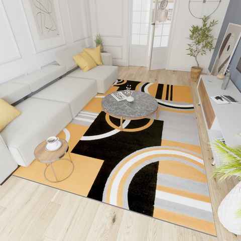 Designteppich Modern Teppich Kurzflor Wohnzimmerteppich Robust und pflegeleicht GRAU, Mazovia, 130 x 190 cm, Fußbodenheizung, Allergiker geeignet, Farbecht, Pflegeleicht