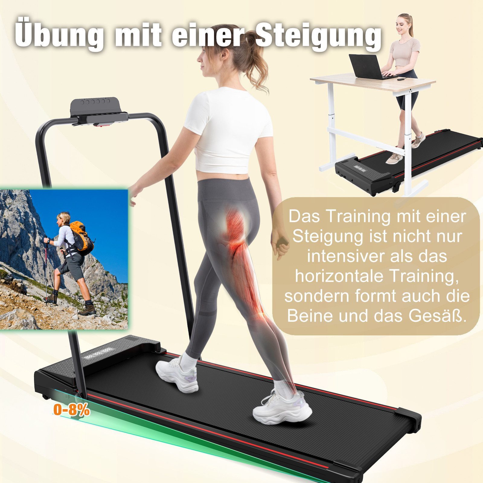 CITYSPORTS Laufband Laufbander 440/1200W motor, Walking/Jogging Pad,Max 6/12/10km/h (Mit Toolkit, Schmiermittel), integrierte transportrollen, mini-Laufband für Büro und Zuhause