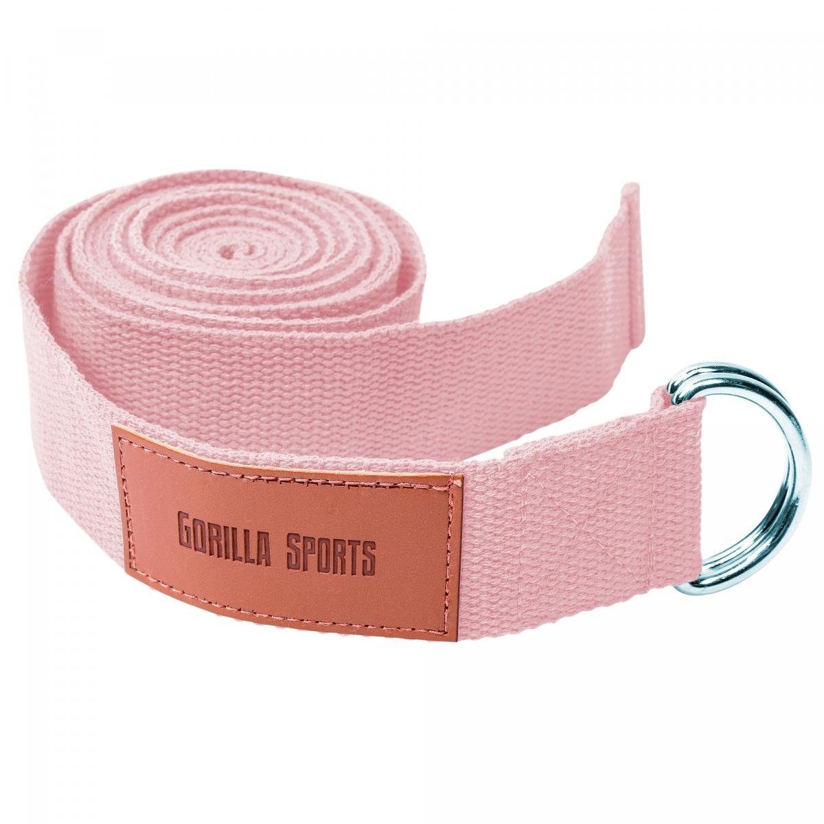 GORILLA SPORTS Yogagurt Yoga-Gürtel, Yoga Rosa Baumwolle, 100% Metall, mit Verschluss aus Strap