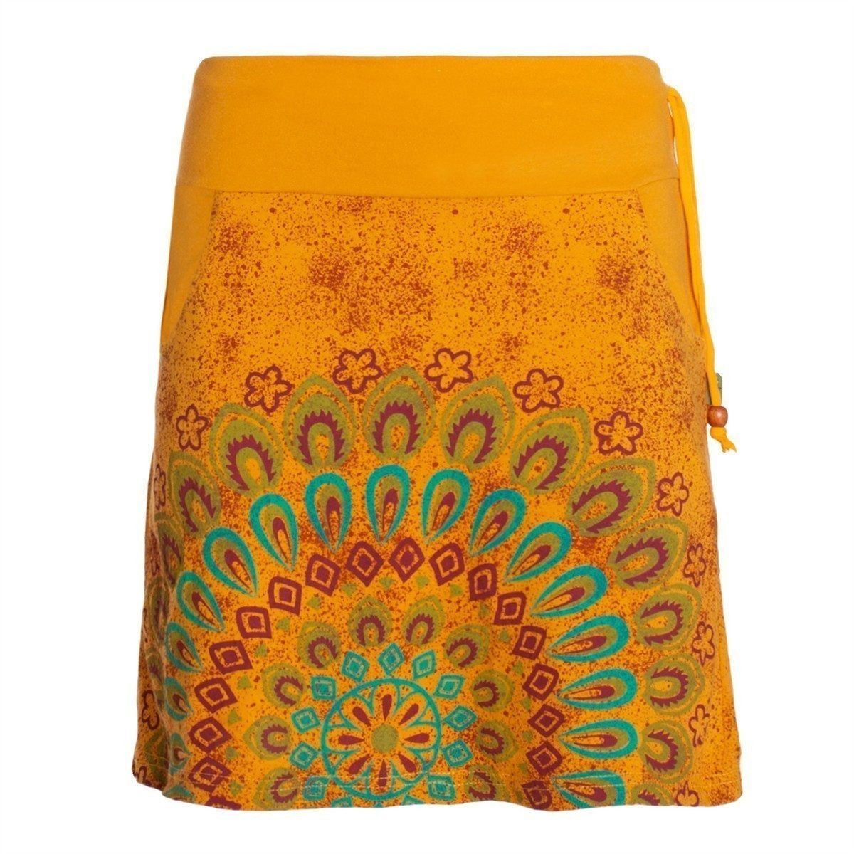 Vishes Minirock Damen Baumwolle Blumen-Muster breiter Bund zum Schnüren mit Taschen Alternative Bekleidung, Ethno, Hippie, Retro Style